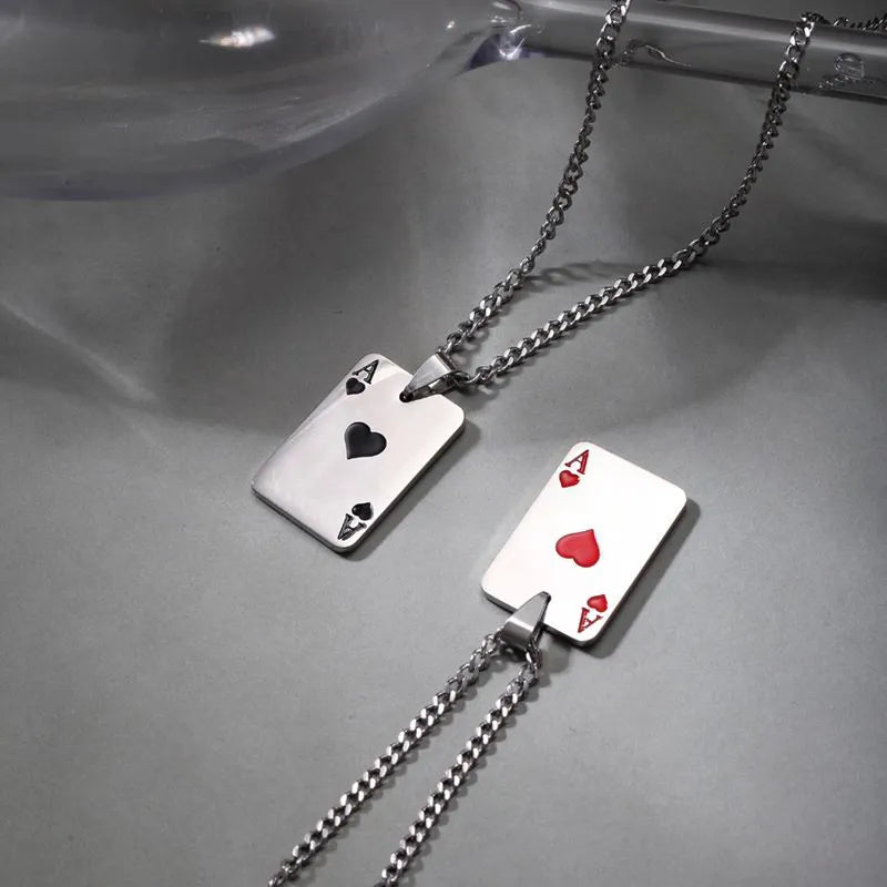 Hip-hop Poker Stainless Steel Plating Pendant Necklace 1 Piece