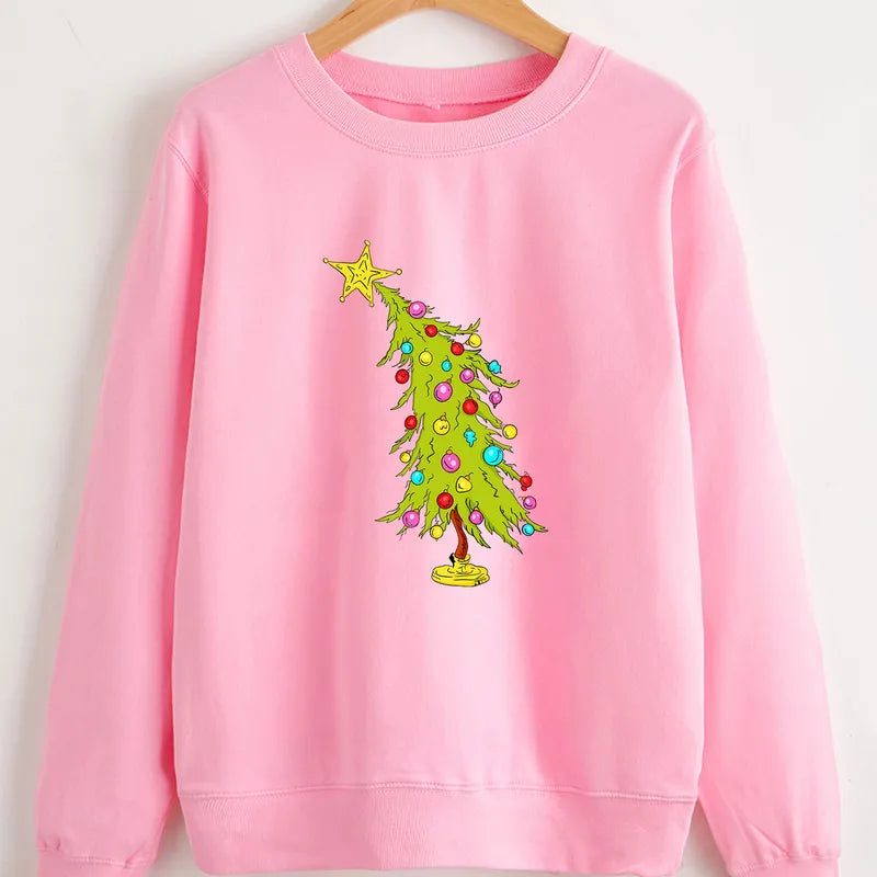 Hoodies & Sweatshirts Long Sleeve Printing Christmas Christmas Tree