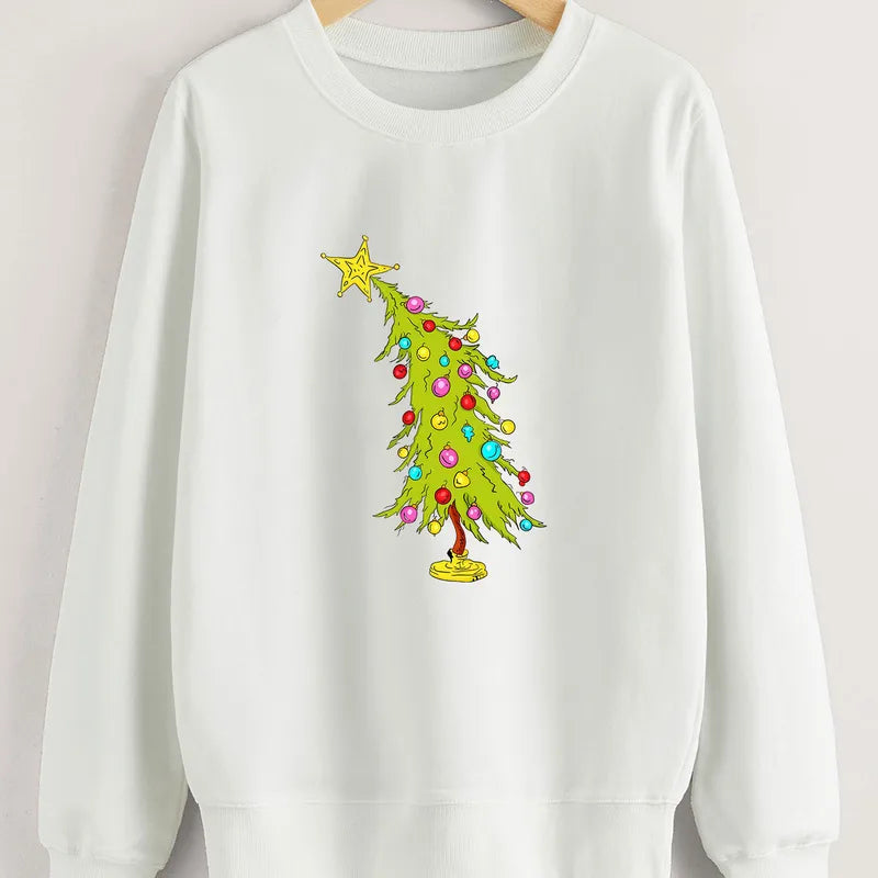 Hoodies & Sweatshirts Long Sleeve Printing Christmas Christmas Tree