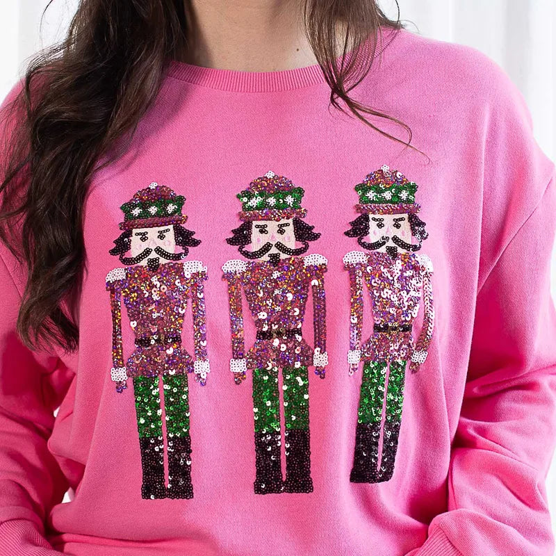 Hoodies & Sweatshirts Long Sleeve Sequins Streetwear Santa Claus Bow Knot