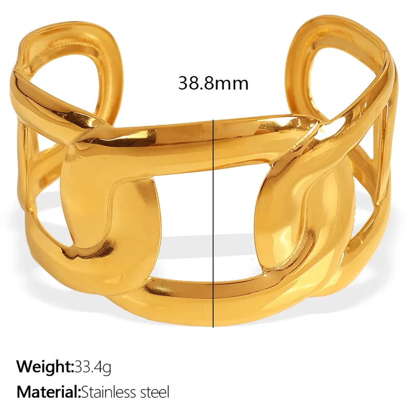 IG Style Casual French Style Double Ring 304 Stainless Steel 18K Gold Plated Bangle In Bulk