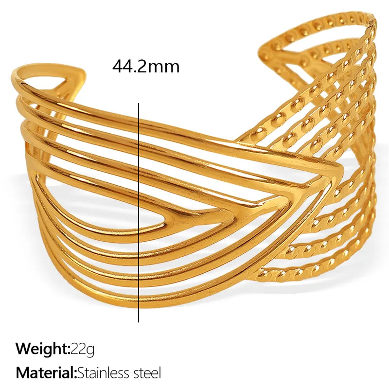 IG Style Casual French Style Double Ring 304 Stainless Steel 18K Gold Plated Bangle In Bulk