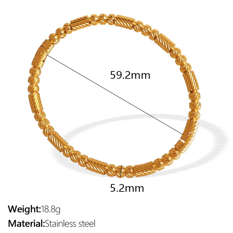 IG Style Casual French Style Round 304 Stainless Steel 18K Gold Plated Bangle In Bulk