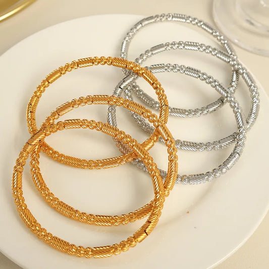 IG Style Casual French Style Round 304 Stainless Steel 18K Gold Plated Bangle In Bulk