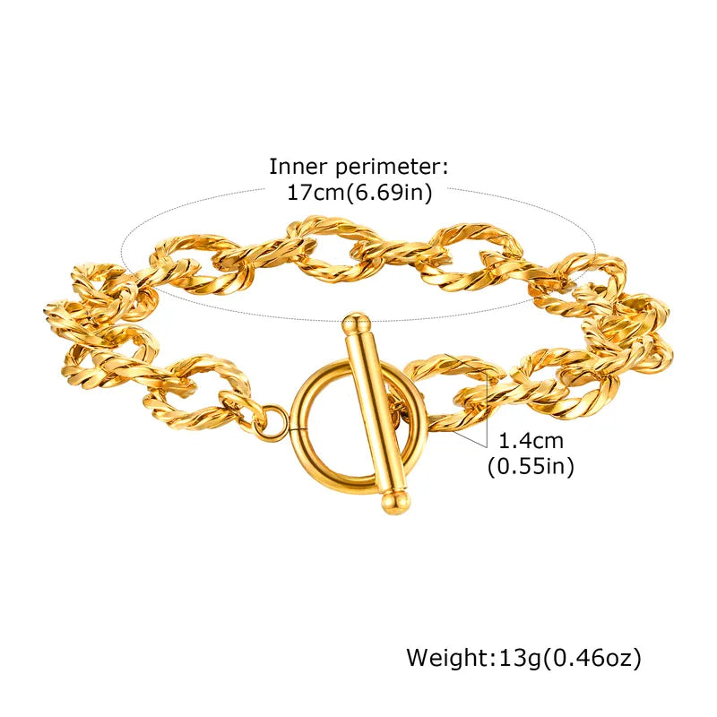 IG Style French Style Circle 304 Stainless Steel 18K Gold Plated Bracelets In Bulk Stainless Steel Bracelets