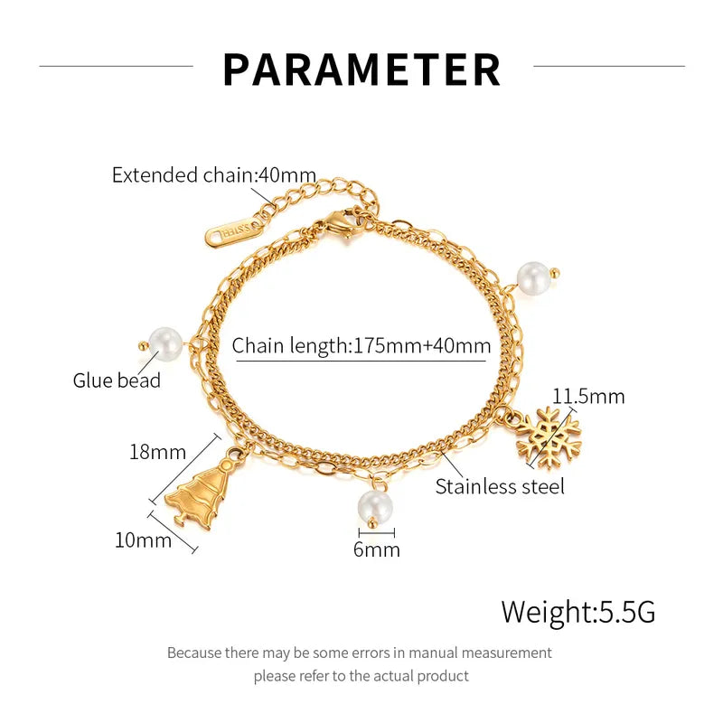 IG Style French Style Simple Style Christmas Tree Snowflake 304 Stainless Steel Bracelets In Bulk