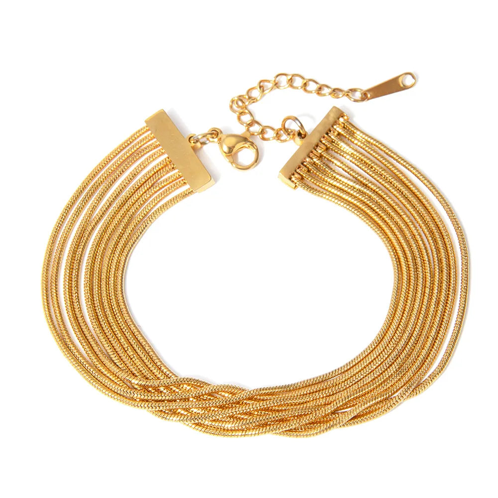 IG Style Geometric Solid Color 304 Stainless Steel 18K Gold Plated Bracelets In Bulk