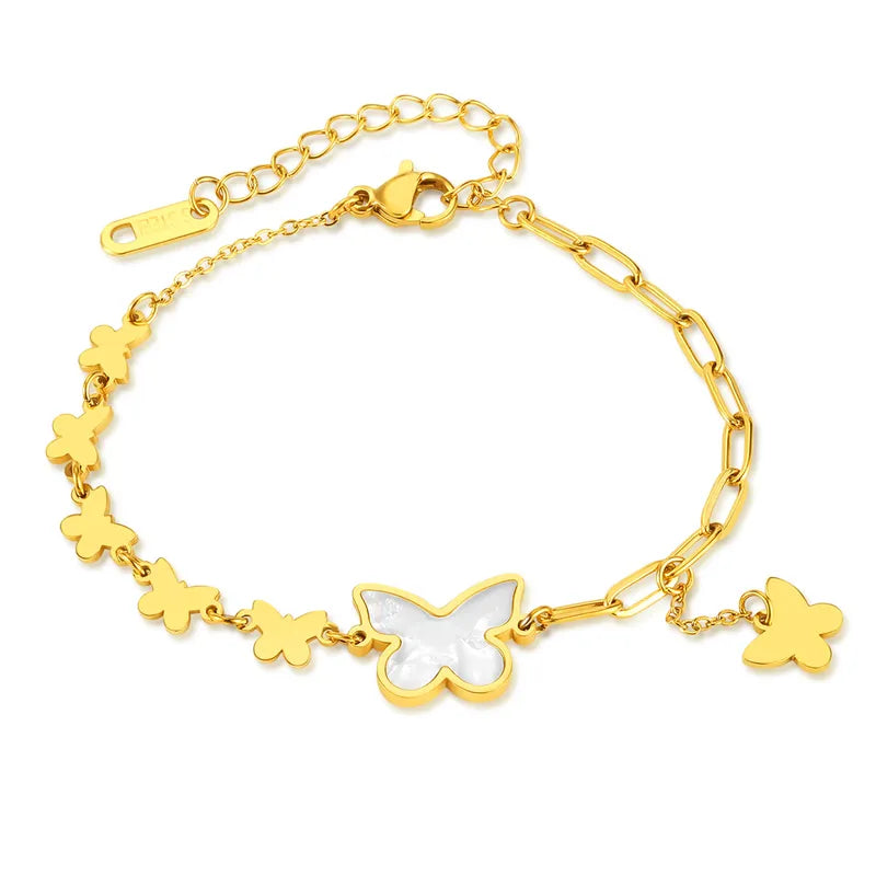 IG Style Simple Style Butterfly 304 Stainless Steel Shell Bracelets In Bulk