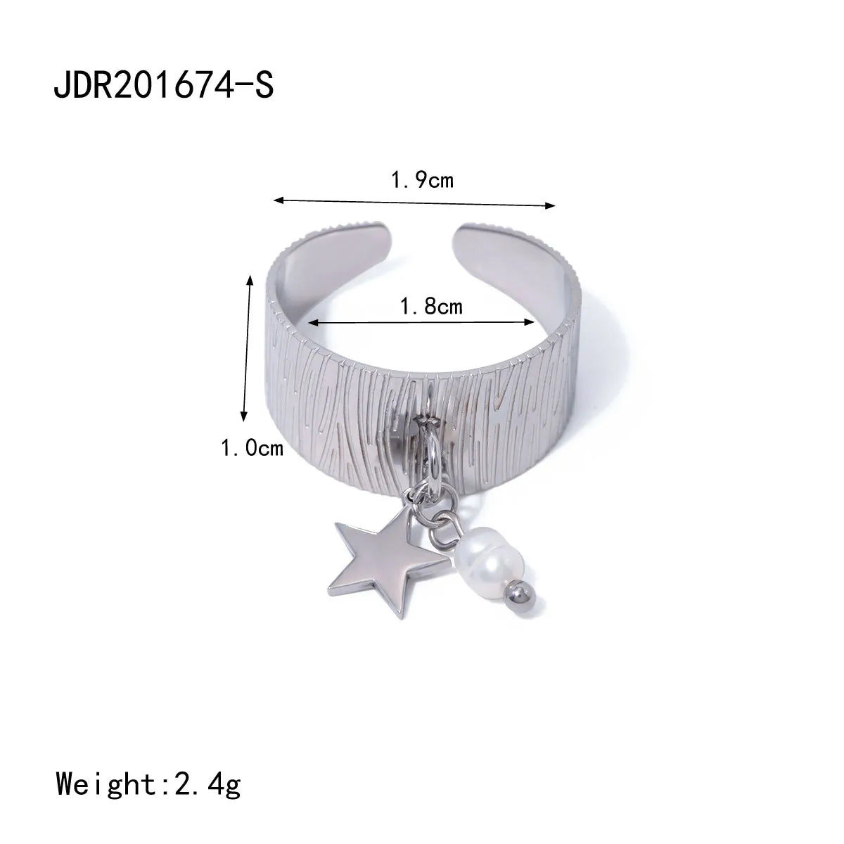 IG Style Simple Style Commute Star 304 Stainless Steel Artificial Pearls Open Rings In Bulk