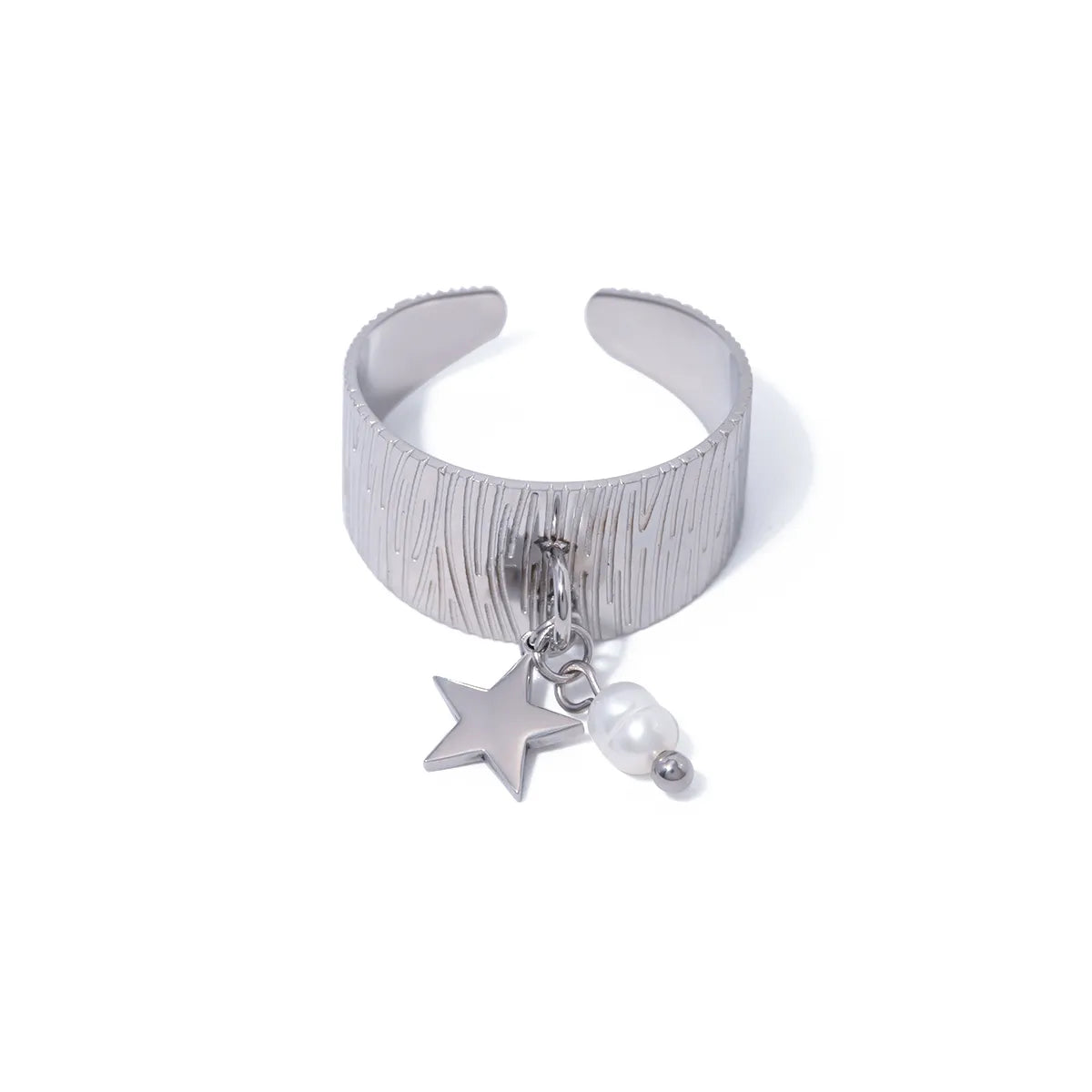 IG Style Simple Style Commute Star 304 Stainless Steel Artificial Pearls Open Rings In Bulk