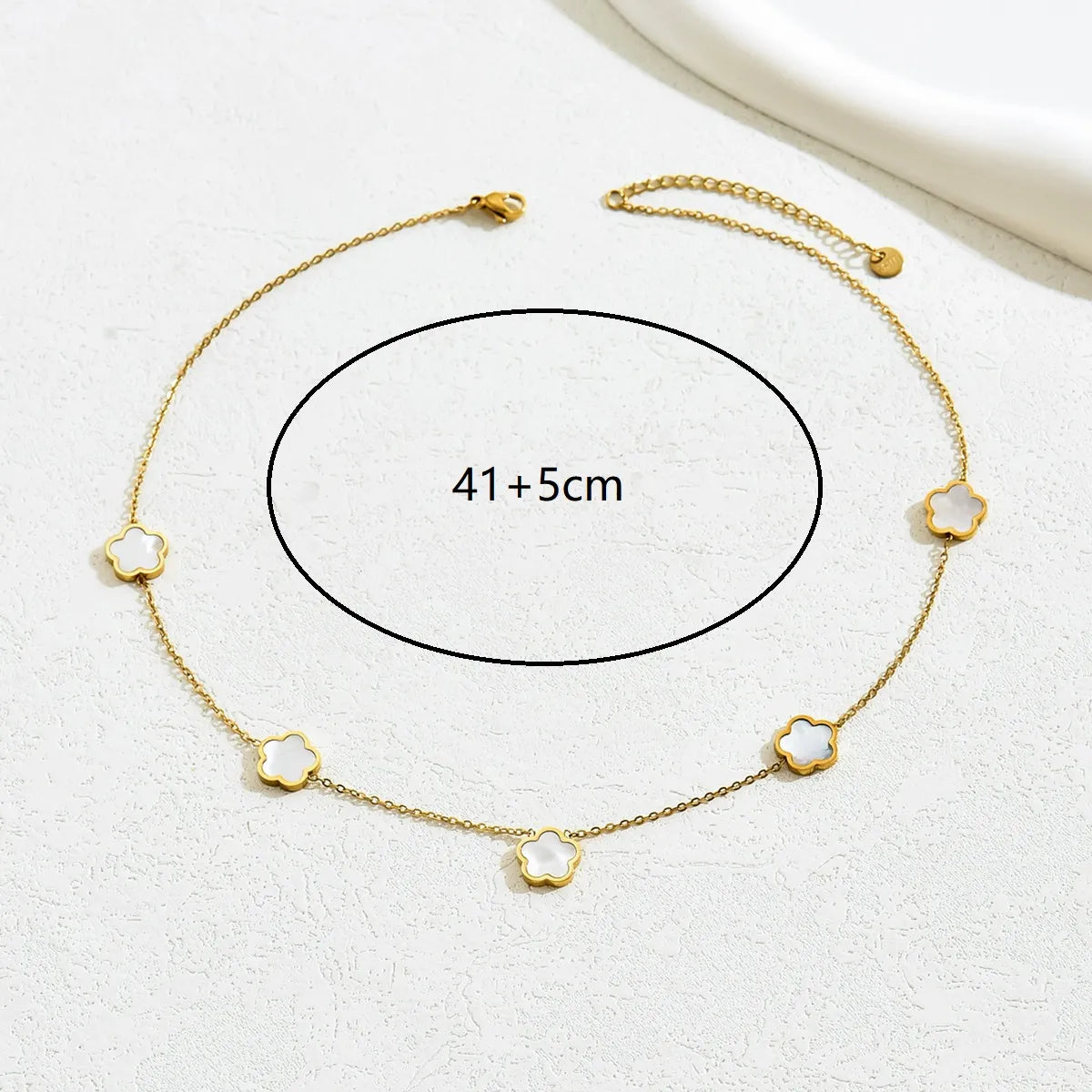 Style Commute Flower Stainless Steel Plating Inlay Shell 18k Gold Plated Necklace