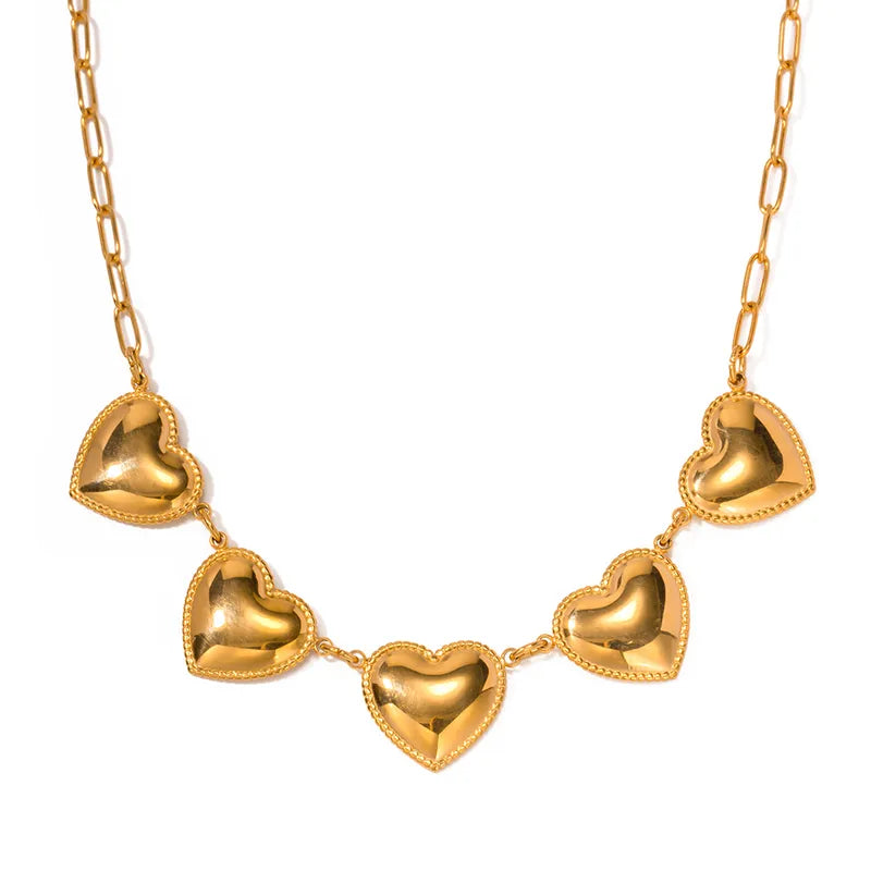 Ig Style Heart Shape Stainless Steel 18k Gold Plated Necklace In Bulk