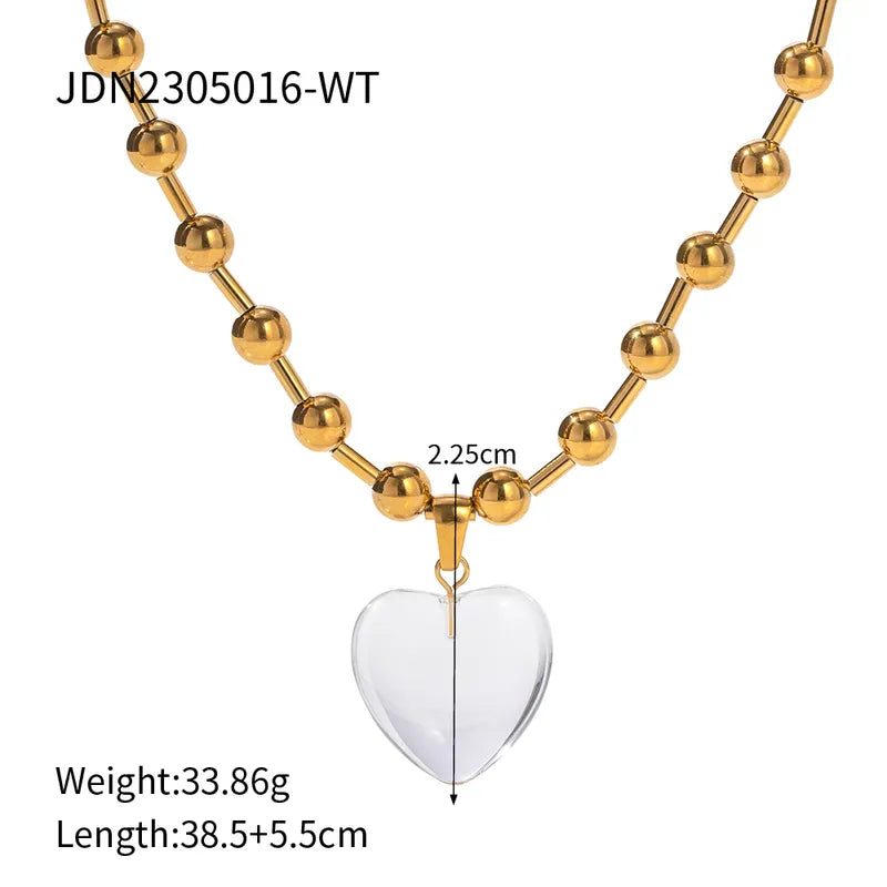 Ig Style Heart Shape Stainless Steel Plating 18k Gold Plated Necklace