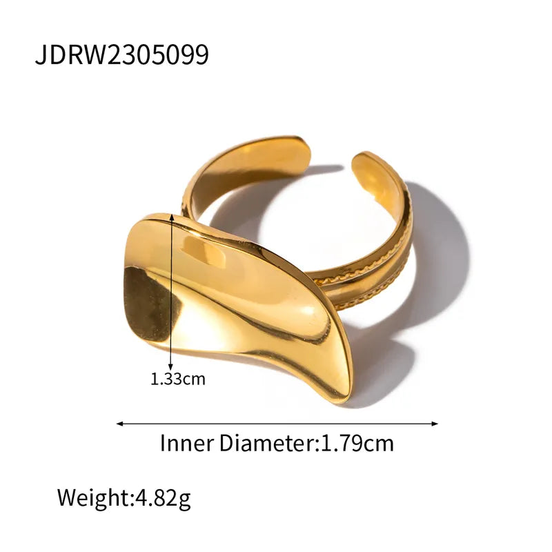 Ig Style Simple Style Solid Color Stainless Steel Plating 18k Gold Plated Open Rings