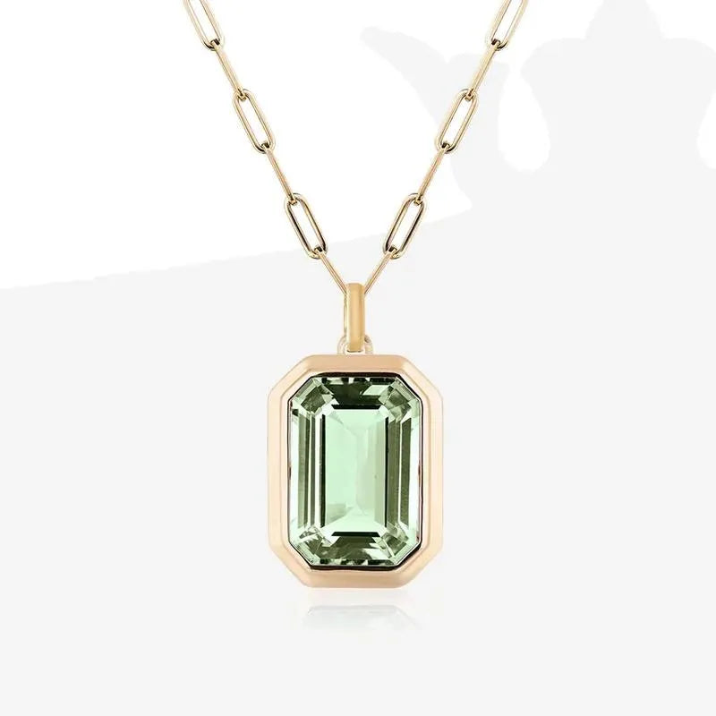 Ig Style Square Stainless Steel Plating Inlay Zircon 18k Gold Plated Pendant Necklace