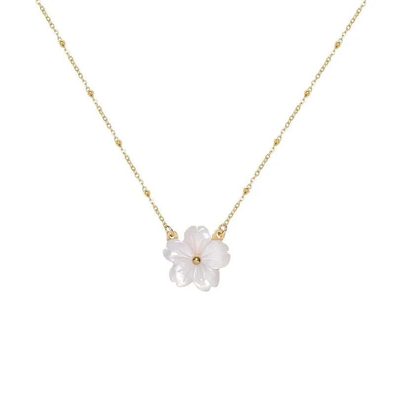 Lady Sweet Flower Stainless Steel Plating 18k Gold Plated Pendant Necklace