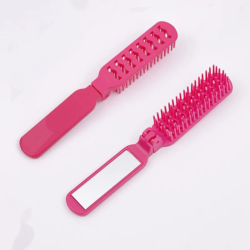 Mirror Comb Integrated Folding Small Portable Comb With Mirror For Girls Pink Cute Portable Wholesale