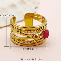 304 Stainless Steel 14K Gold Plated Elegant Sweet Plating Inlay Moon Flower Turquoise Zircon Rings