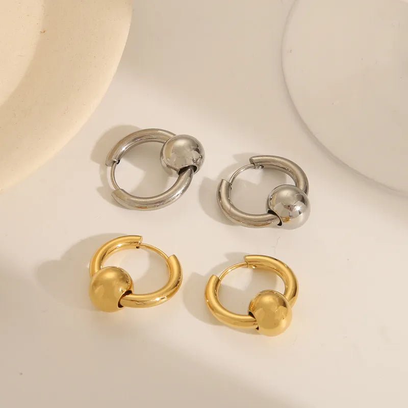 Non-Mainstream Style Round Stainless Steel 18K Gold Plating Stud Earrings