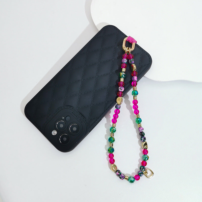 Simple Style Geometric CCB Crystal Beads Glass Bead Mobile Phone Lanyard