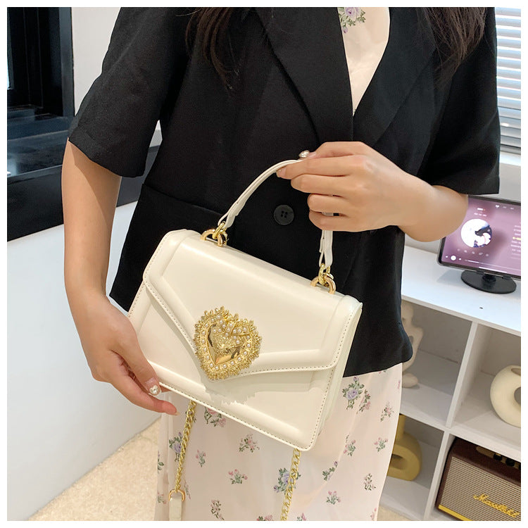 Women's Small Pu Leather Solid Color Streetwear Square Magnetic Buckle Handbag