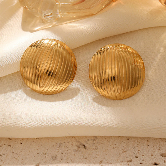 1 Pair IG Style Casual Retro Geometric Heart Shape Flower Titanium Steel 18K Gold Plated Ear Studs