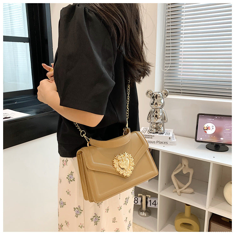 Women's Small Pu Leather Solid Color Streetwear Square Magnetic Buckle Handbag