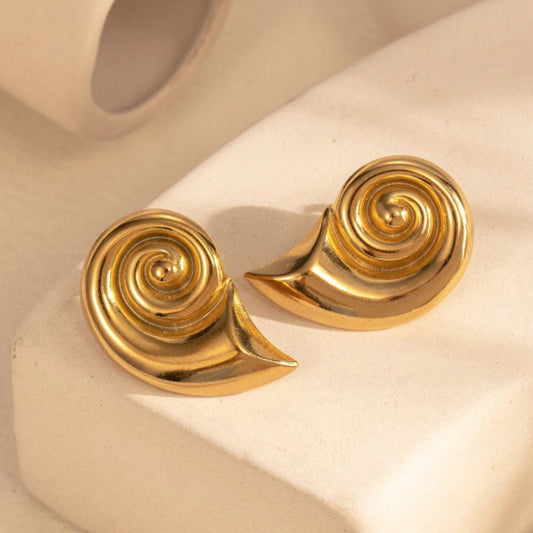 1 Pair Vintage Style Classic Style Conch Heart Shape Spiral Plating Titanium Steel Ear Studs