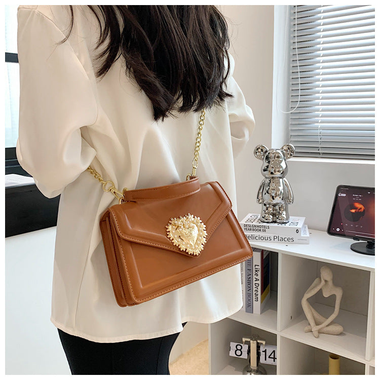 Women's Small Pu Leather Solid Color Streetwear Square Magnetic Buckle Handbag