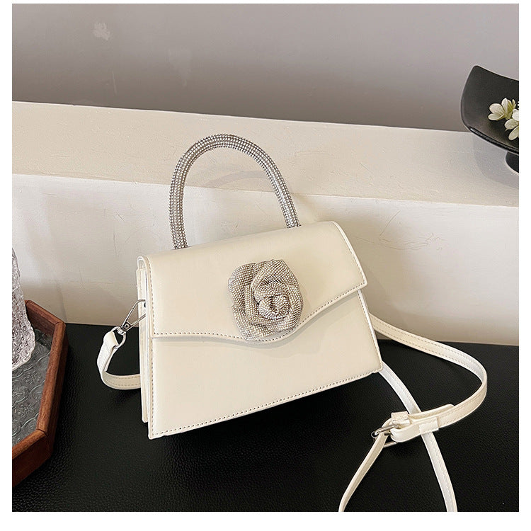 Women's Small Pu Leather Solid Color Flower Streetwear Magnetic Buckle Crossbody Bag