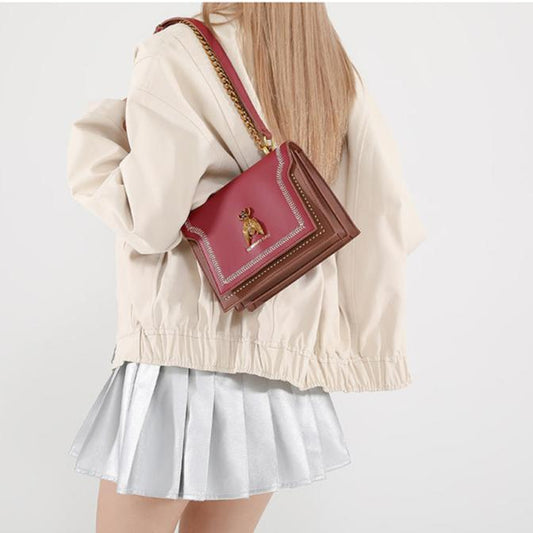 Women's Small Pu Leather Color Block Vintage Style Classic Style Square Magnetic Buckle Square Bag