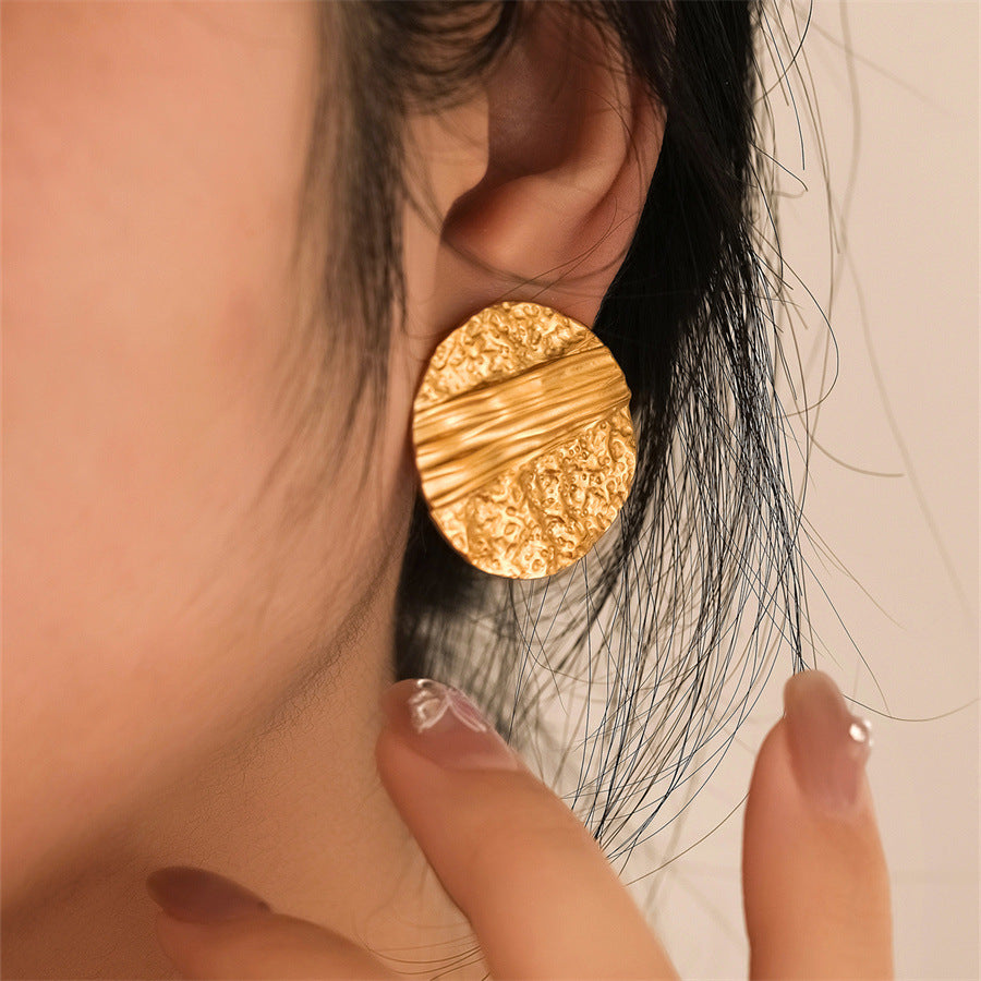 1 Pair IG Style Casual Retro Geometric Heart Shape Flower Titanium Steel 18K Gold Plated Ear Studs