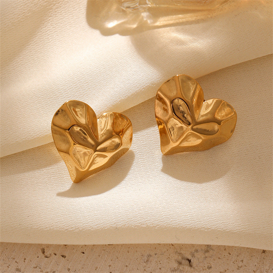 1 Pair IG Style Casual Retro Geometric Heart Shape Flower Titanium Steel 18K Gold Plated Ear Studs