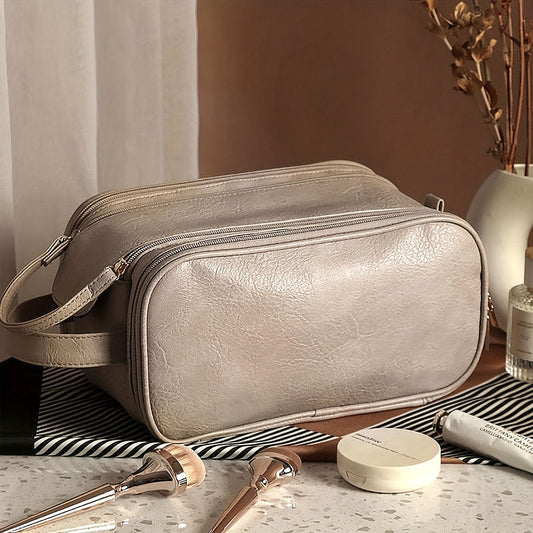 Streetwear Solid Color Pu Leather Square Makeup Bags