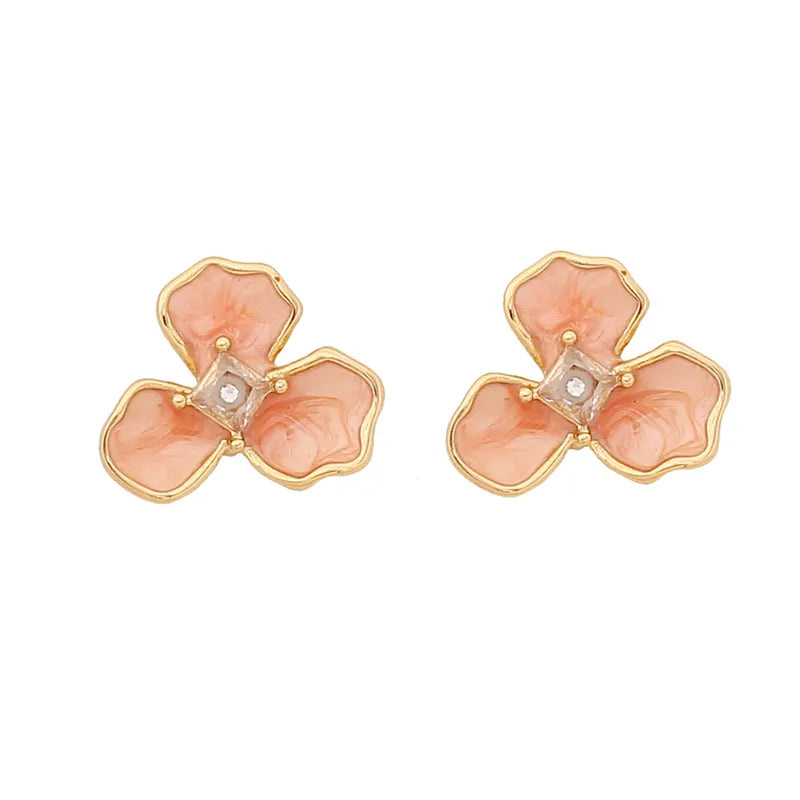 Oil-Spot Glaze Flowers Ear Studs Niche Temperament Stainless Steel Earrings