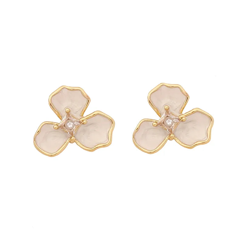 Oil-Spot Glaze Flowers Ear Studs Niche Temperament Stainless Steel Earrings