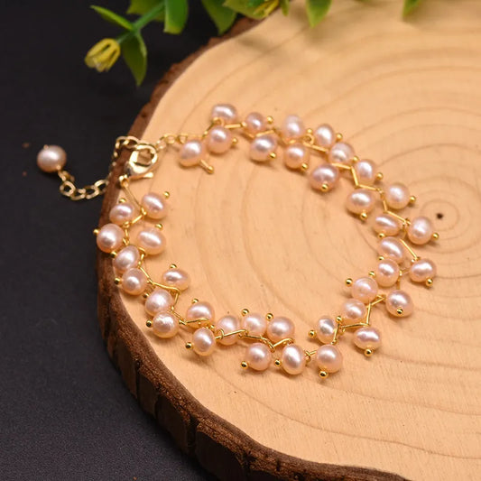 Original Design Solid Color Freshwater Pearl Plating 18k Gold Plated Bracelets