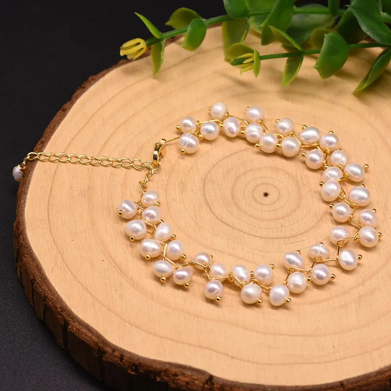 Original Design Solid Color Freshwater Pearl Plating 18k Gold Plated Bracelets