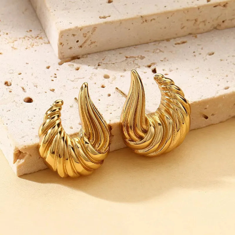 Personalized Stainless Steel Thread Pleated Earrings For Women