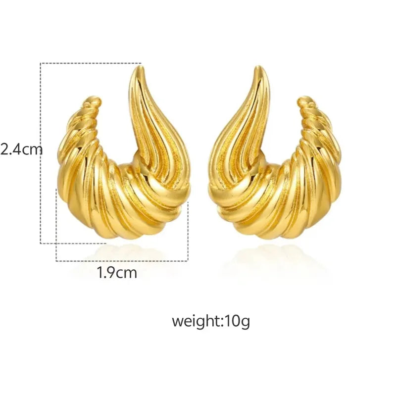 Personalized Stainless Steel Thread Pleated Earrings For Women