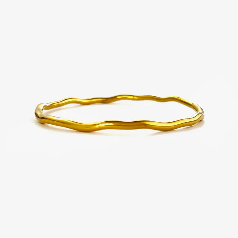 Retro Classic Style Geometric 316L Stainless Steel 18K Gold Plated Bangle In Bulk