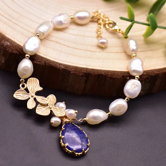 Retro Round Freshwater Pearl Copper Plating Gold Plated Bracelets