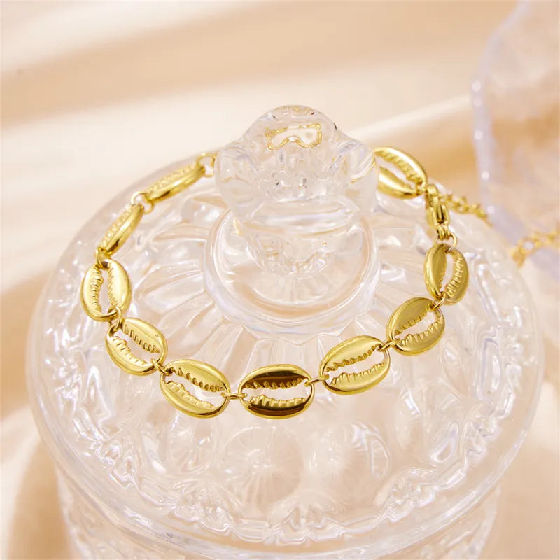 Roman Style Shell Stainless Steel Plating 18k Gold Plated Bracelets