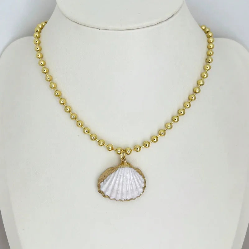 Shell Brass 18K Gold Plated Conch Shell Pendant Necklace