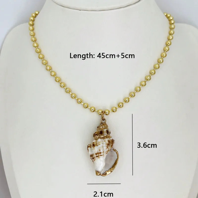 Shell Brass 18K Gold Plated Conch Shell Pendant Necklace