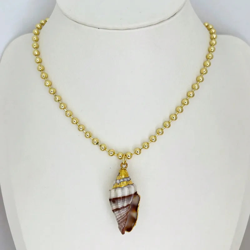 Shell Brass 18K Gold Plated Conch Shell Pendant Necklace