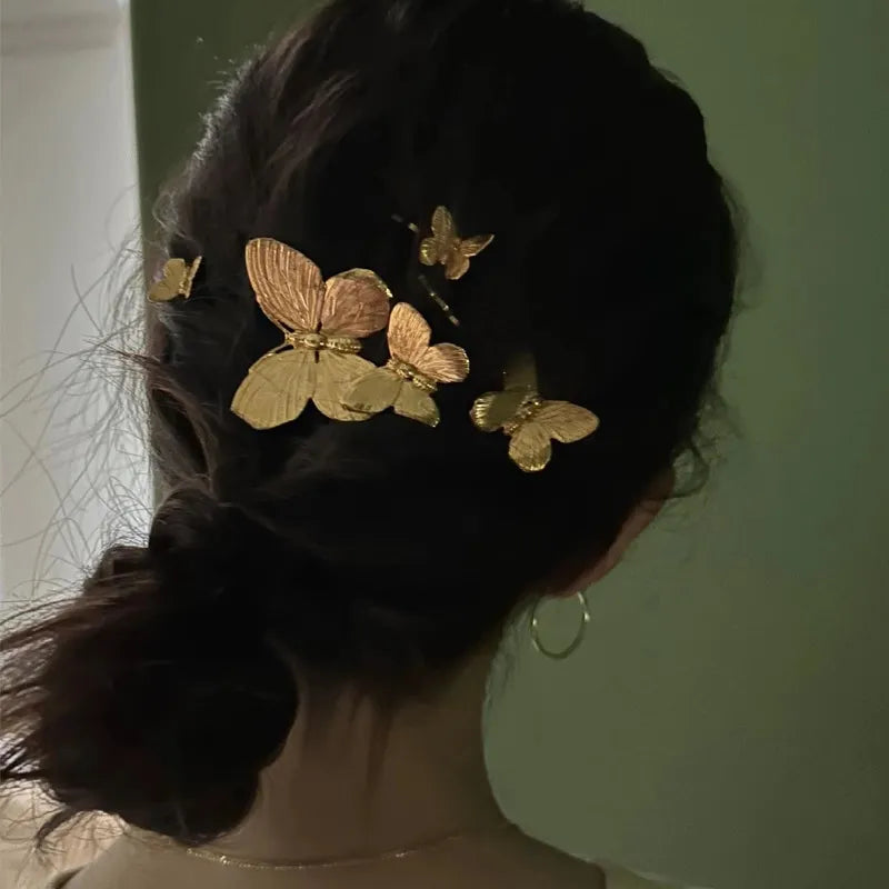 Simple Butterfly Metal Hairpin New Chinese Style Personalized One-character Clip Commuter Design Hairpin Hair Accessories For Women