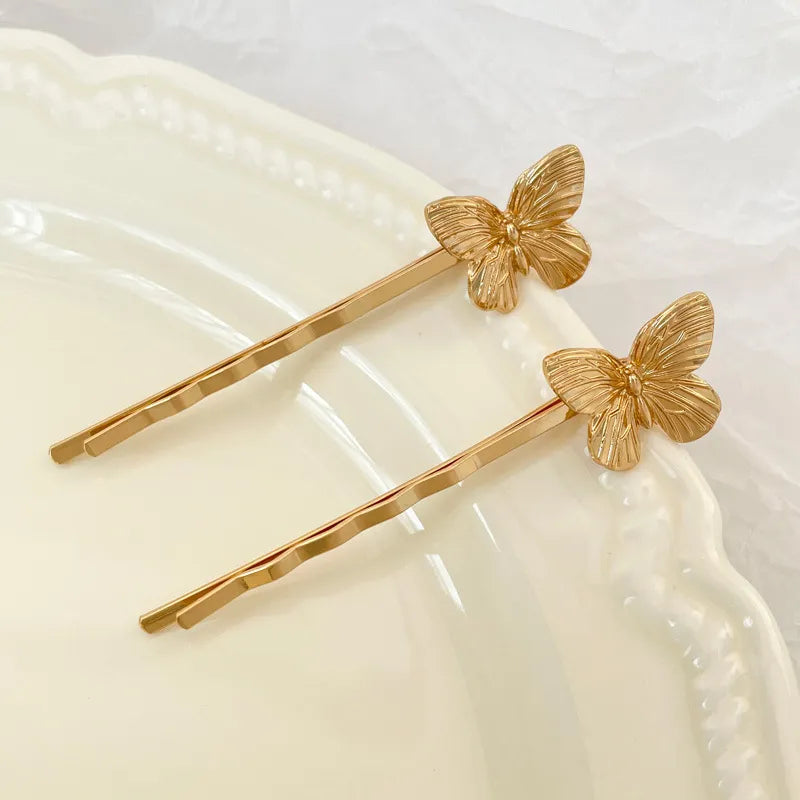 Simple Butterfly Metal Hairpin New Chinese Style Personalized One-character Clip Commuter Design Hairpin Hair Accessories For Women