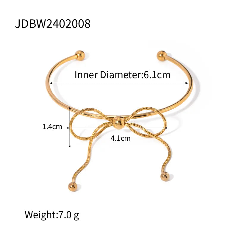 Simple Style Classic Style Bow Knot 304 Stainless Steel 18K Gold Plated Bangle In Bulk