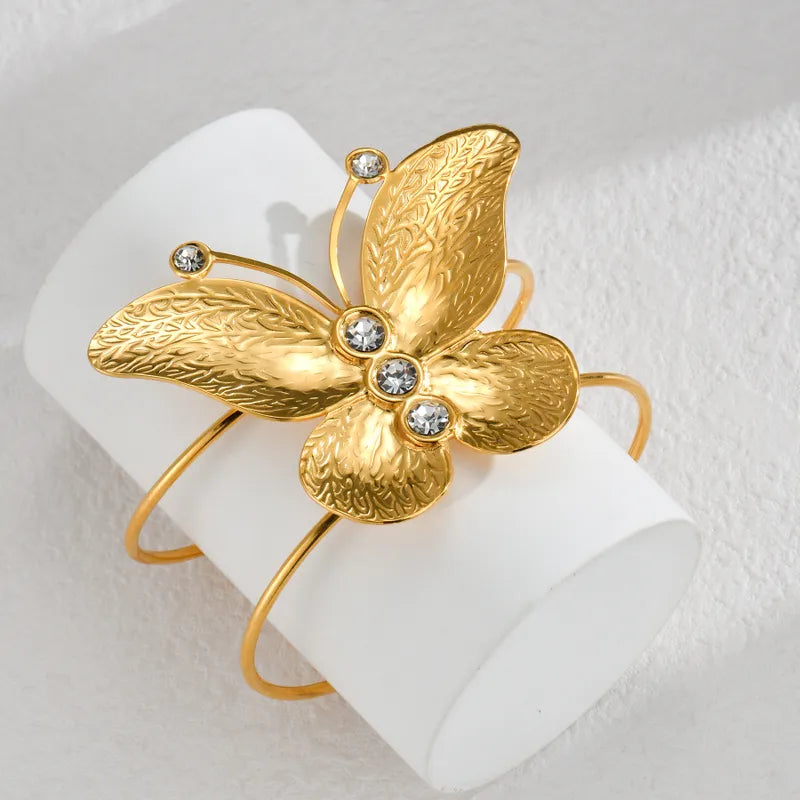 Simple Style Classic Style Butterfly 304 Stainless Steel Bangle In Bulk